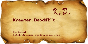 Kremmer Deodát névjegykártya